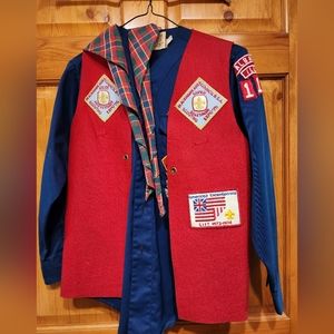 Vintage Boy Scout Shirt and Vest With Patches and Scarf 1970's